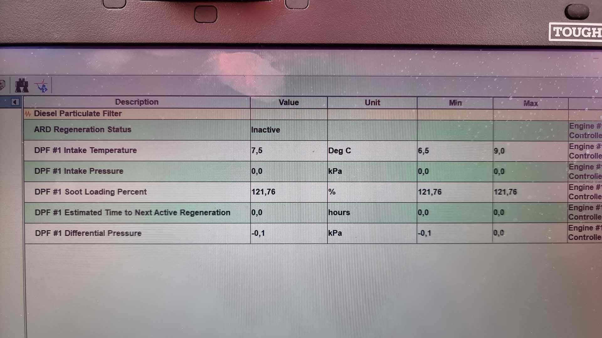 Taux de suie CAT C13 élevé et critique sévérité 3