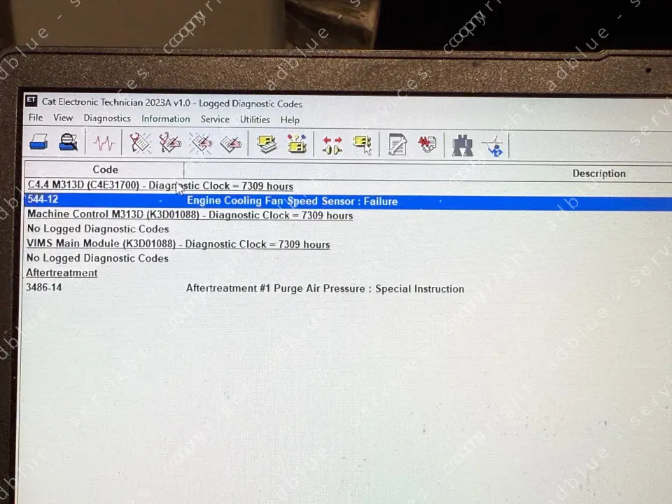 Problème Adblue sur pelle CAT M313D - SPN3486 FMI14 (3486-14)