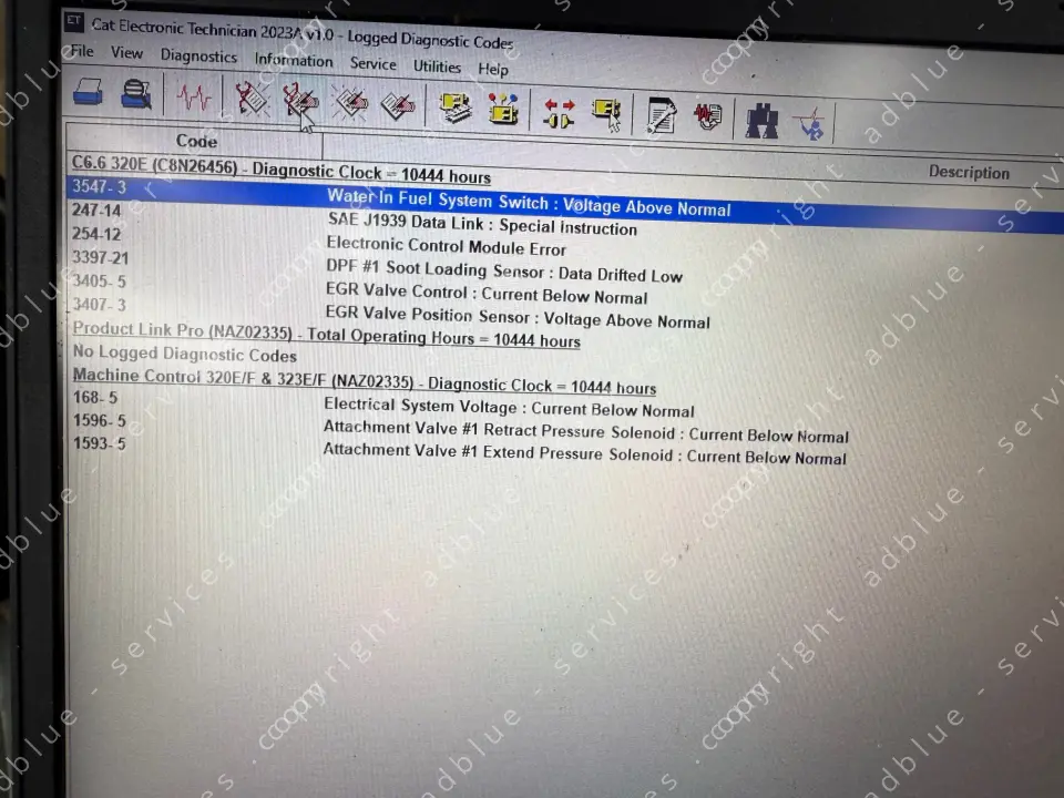 Problème régénération CAT 320E Taux de suie en erreur 3397-21